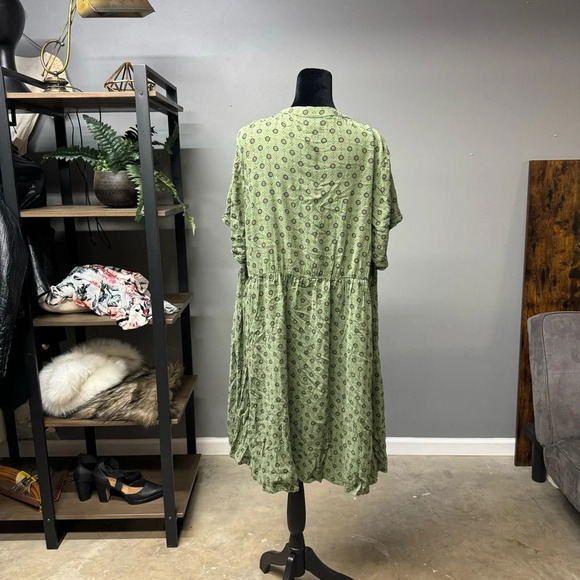 Torrid green button front fit n flare dress womens 2XL linen feel summer - Picture 2 of 8